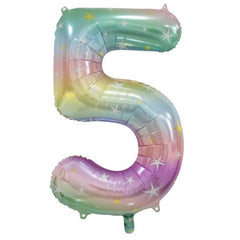 86cm Pastel Rainbow Number Balloons