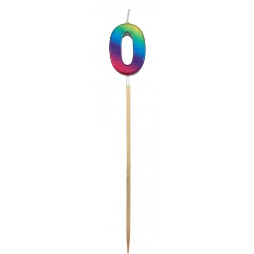 Rainbow Metallic Numbered Long Stick Candle