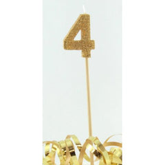 Gold Glitter Numbered Long Stick Candle