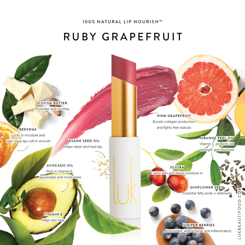 Luk Beautifood Lip Nourish – Ruby Grapefruit Natural Lipstick