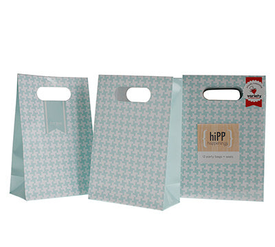 Party bags & seals - Duck Egg Blue Houndstooth