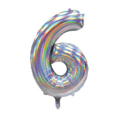 86cm Iridescent Silver Number Balloons