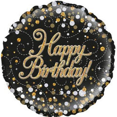 INFLATED Sparkling Fizz Black & Gold Birthday Foil