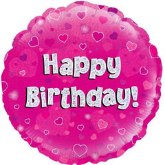 INFLATED Pink Holographic Happy Birthday