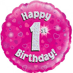 INFLATED Pink Holographic Happy Birthday Numbered 1-18
