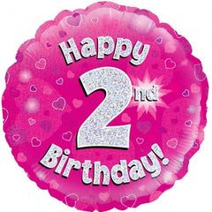 INFLATED Pink Holographic Happy Birthday Numbered 1-18