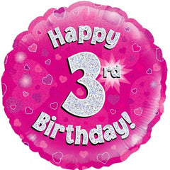 INFLATED Pink Holographic Happy Birthday Numbered 1-18
