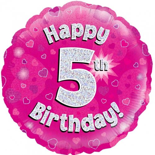 INFLATED Pink Holographic Happy Birthday Numbered 1-18