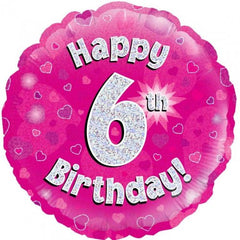 INFLATED Pink Holographic Happy Birthday Numbered 1-18