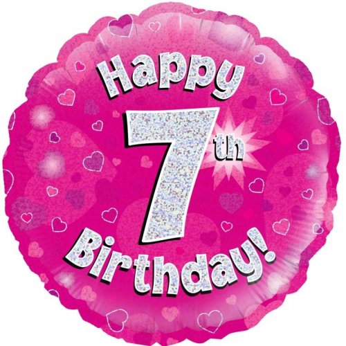 INFLATED Pink Holographic Happy Birthday Numbered 1-18