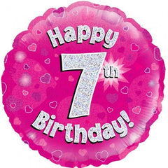 INFLATED Pink Holographic Happy Birthday Numbered 1-18