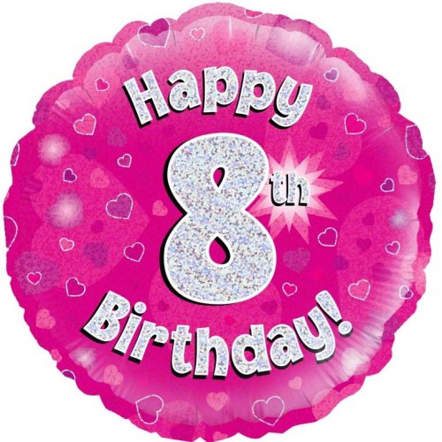 INFLATED Pink Holographic Happy Birthday Numbered 1-18