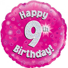 INFLATED Pink Holographic Happy Birthday Numbered 1-18