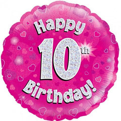 INFLATED Pink Holographic Happy Birthday Numbered 1-18