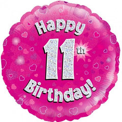 INFLATED Pink Holographic Happy Birthday Numbered 1-18