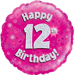 INFLATED Pink Holographic Happy Birthday Numbered 1-18
