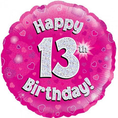 INFLATED Pink Holographic Happy Birthday Numbered 1-18