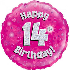INFLATED Pink Holographic Happy Birthday Numbered 1-18