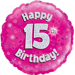 INFLATED Pink Holographic Happy Birthday Numbered 1-18