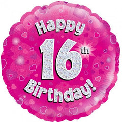 INFLATED Pink Holographic Happy Birthday Numbered 1-18