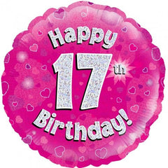 INFLATED Pink Holographic Happy Birthday Numbered 1-18