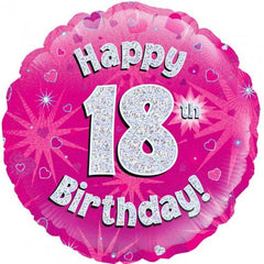 INFLATED Pink Holographic Happy Birthday Numbered 1-18