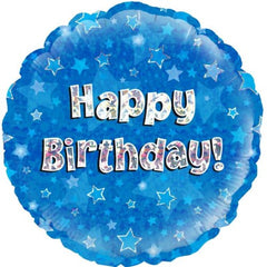 INFLATED Blue Holographic Happy Birthday