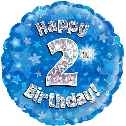 INFLATED Blue Holographic Happy Birthday Numbered 1-18