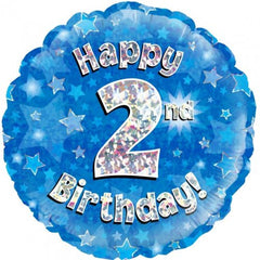 INFLATED Blue Holographic Happy Birthday Numbered 1-18