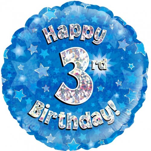 INFLATED Blue Holographic Happy Birthday Numbered 1-18