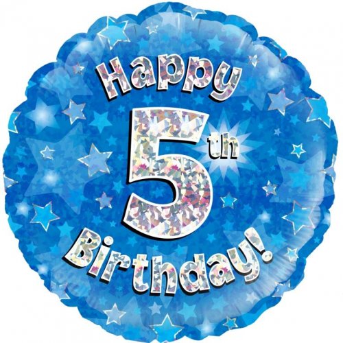 INFLATED Blue Holographic Happy Birthday Numbered 1-18