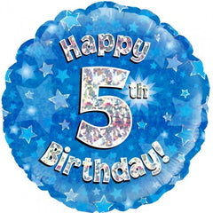 INFLATED Blue Holographic Happy Birthday Numbered 1-18