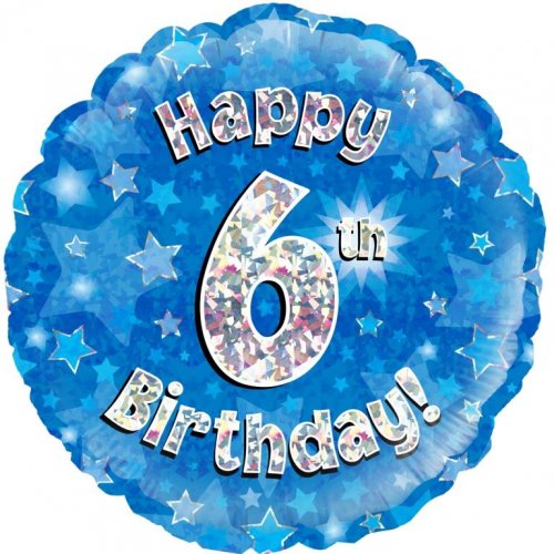 INFLATED Blue Holographic Happy Birthday Numbered 1-18