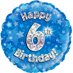 INFLATED Blue Holographic Happy Birthday Numbered 1-18