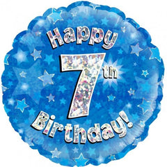 INFLATED Blue Holographic Happy Birthday Numbered 1-18