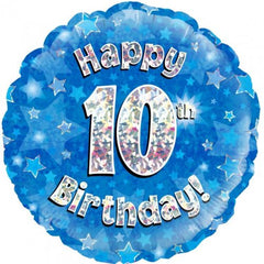 INFLATED Blue Holographic Happy Birthday Numbered 1-18