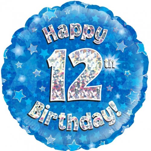 INFLATED Blue Holographic Happy Birthday Numbered 1-18
