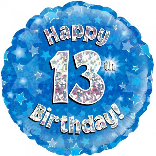 INFLATED Blue Holographic Happy Birthday Numbered 1-18
