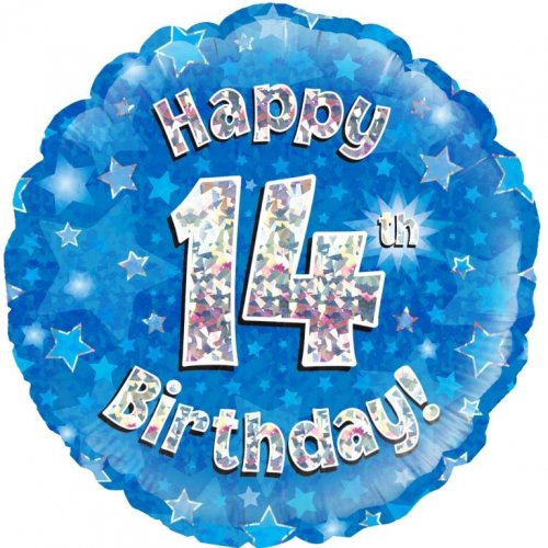 INFLATED Blue Holographic Happy Birthday Numbered 1-18