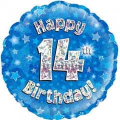 INFLATED Blue Holographic Happy Birthday Numbered 1-18