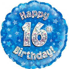 INFLATED Blue Holographic Happy Birthday Numbered 1-18
