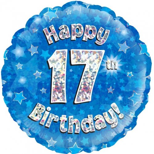 INFLATED Blue Holographic Happy Birthday Numbered 1-18