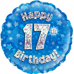 INFLATED Blue Holographic Happy Birthday Numbered 1-18