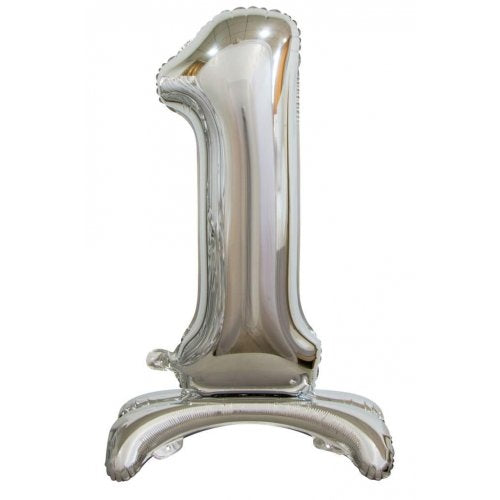 Standing Foil Number Balloon - Silver 76cm