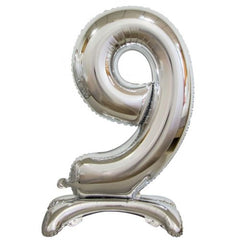 Standing Foil Number Balloon - Silver 76cm