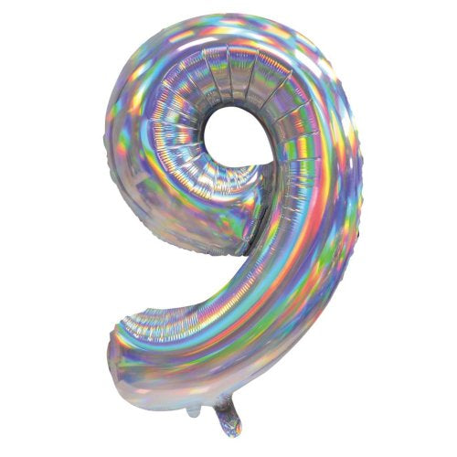 86cm Iridescent Silver Number Balloons