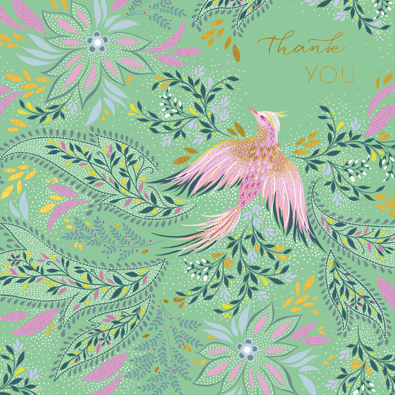 Large Thank You Card - Bird on Green
