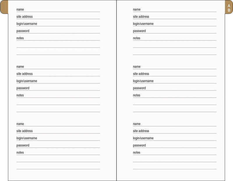 Amalfi Lemons Internet Address & Password Logbook