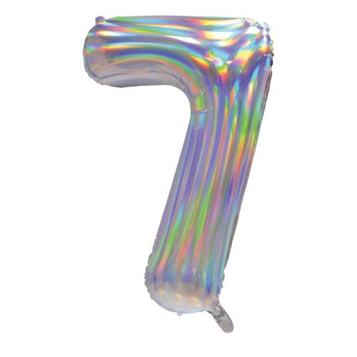 86cm Iridescent Silver Number Balloons
