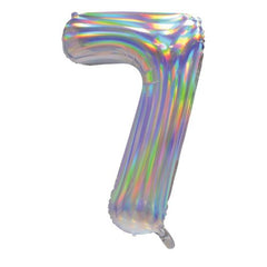 86cm Iridescent Silver Number Balloons